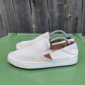 OluKai Pehuea Slip On Sneakers Casual Comfort Walking Shoes White Size 8